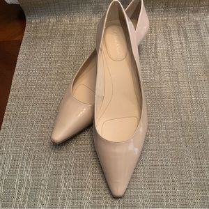 EUC Calvin Klein Nude Patent Kitten Heels, Perfect for Spring/Summer Wardrobe